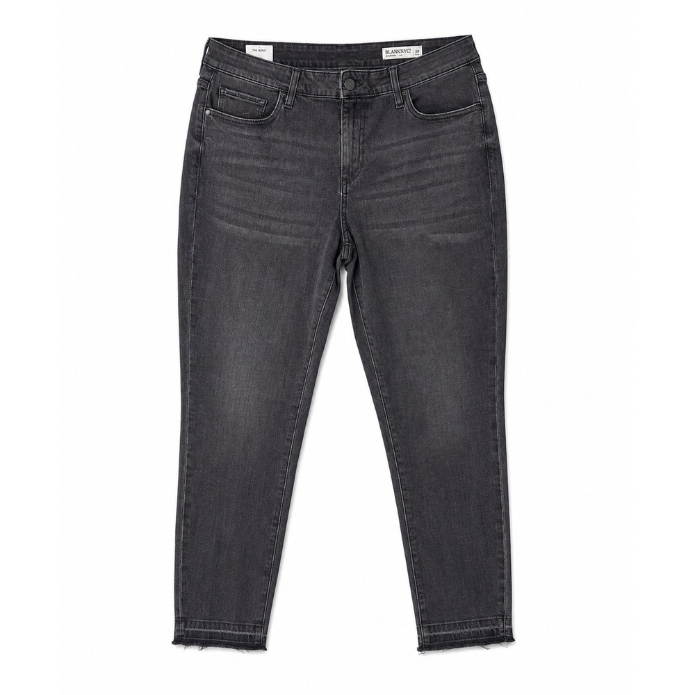 BLANKNYC The Bond Mid-Rise Skinny Jeans Faded Black Raw Hem 18W Revolve